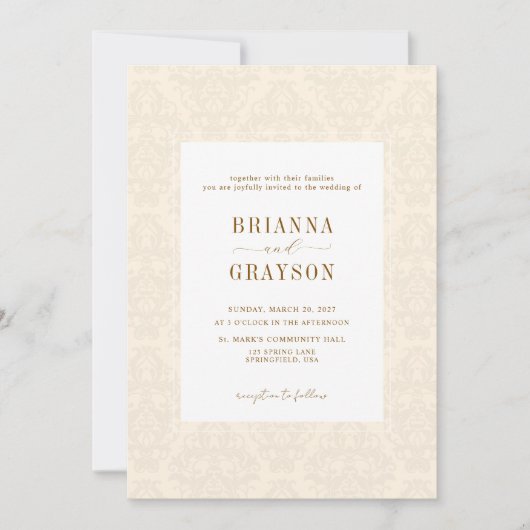 Invitation Elegant Classic Beige Script Vintage Wedding  (Devant)