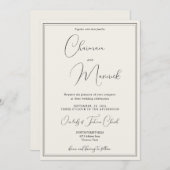 Invitation Elegant Classic Beige Wedding (Devant / Derrière)