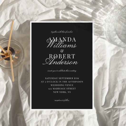 Invitation Elegant Classic Black and White Old Money Wedding