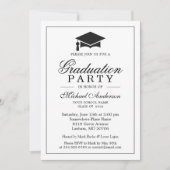 Invitation Elegant Classic Black White Graduation Party (Devant)