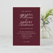 Invitation Elegant Classic Burgundy Old Money Wedding (Debout devant)