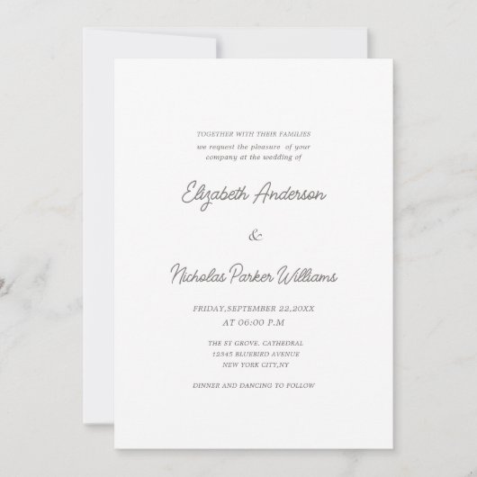 Invitation elegant classic calligraphy scripted wedding (Devant)