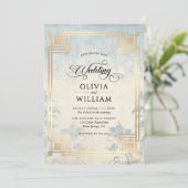 Invitation Elegant Classic Dusty Blue Wedding (Debout devant)