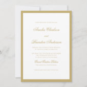 Invitation Élégant Classic Gold Formal Script Bordure Mariage (Devant)