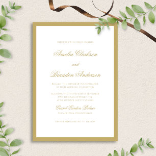 Invitation Élégant Classic Gold Formal Script Bordure Mariage