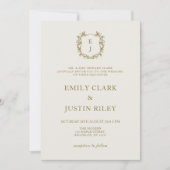 Invitation Élégant Classic Golden Crest Mariage (Devant)