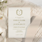 Invitation Élégant Classic Golden Crest Mariage