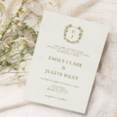 Invitation Élégant Classic Golden Crest Mariage