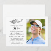 Invitation Elégant Classic Golf 30th Birthday Party Photo (Devant / Derrière)