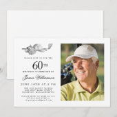 Invitation Elégant Classic Golf 60th Birthday Party Photo (Devant / Derrière)
