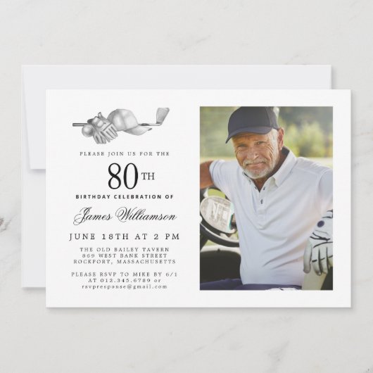 Invitation Elégant Classic Golf 80th Birthday Party Photo (Devant)