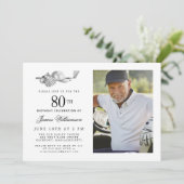 Invitation Elégant Classic Golf 80th Birthday Party Photo (Debout devant)