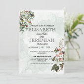 Invitation élégant Classic luxueux mariage à fleurs blanches (Debout devant)