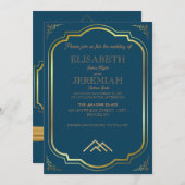 Invitation élégant Classic luxueux mariage d'or formel (Devant / Derrière)