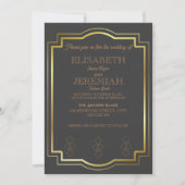 Invitation élégant Classic luxueux mariage d'or gris (Devant)