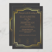 Invitation élégant Classic luxueux mariage d'or gris (Devant / Derrière)