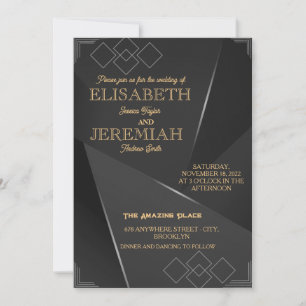 Invitation élégant Classic luxueux mariage d'or gris