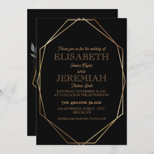 Invitation élégant Classic luxueux mariage noir