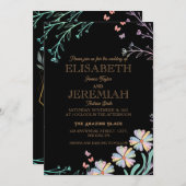 Invitation élégant Classic luxueux mariage noir (Devant / Derrière)