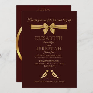 Invitation élégant Classic luxueux mariage or rouge
