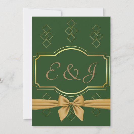 Invitation élégant Classic luxueux mariage or vert (Dos)
