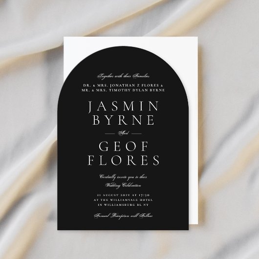 Invitation Elegant Classic Modern Black Formal Arch Wedding