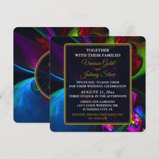 Invitation Elegant Classic Modern Floral Pattern #902 Wedding (Devant / Derrière)