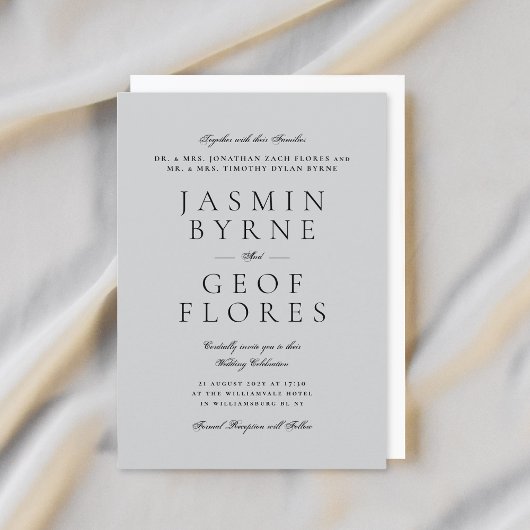 Invitation Elegant Classic Modern Gray Formal Wedding