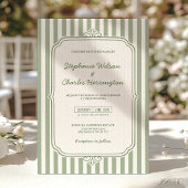 Invitation Elégant Classic Sage & Beige Striped Mariage