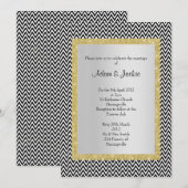 Invitation ELEGANT CLASSING MARIAGE noir blanc chevron or (Devant / Derrière)