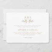 Invitation Élégant classique blanc et Mariage or (Devant)