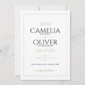 Invitation Élégant classique blanc or MONOCHROME Mariage Invi (Devant)