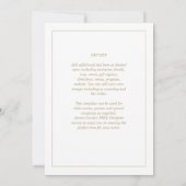 Invitation Élégant classique blanc or MONOCHROME Mariage Invi (Dos)