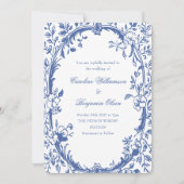 Invitation Élégant Classique Bleu Pays Français Floral Mariag (Devant)