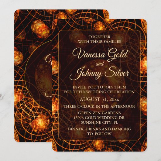 Invitation Élégant Classique Boho Moderne Or #901 Mariage (Devant / Derrière)