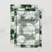 Invitation Élégant classique botanique floral vert blanc (Devant / Derrière)