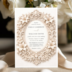 Invitation Élégant Classique Cadre Floral Baroque Mariage