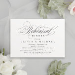 Invitation Élégant classique calligraphie répétition dîner<br><div class="desc">Dîner de répétition classique moderne calligraphie design en couleur de fusain modifiable noir et blanc,  simple et élégant. Grandes cartes de mariage minimaliste pour mariage vintage,  mariage traditionnel,  mariage classique et autres événements. Voir toutes les pièces correspondantes dans la collection.</div>