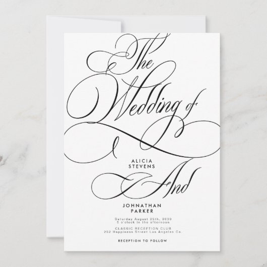 Invitation Élégant classique calligraphie script mariage (Devant)