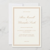 Invitation Élégant classique chic ivoire Tan Mariage (Devant)