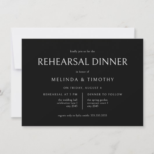 Invitation Élégant classique Cravate noire Mariage Dîner de r (Devant)