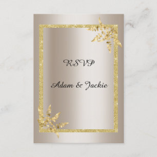 Invitation Élégant Classique feuille d'or et d'argent rsvp