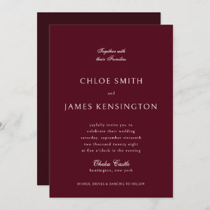 Invitation Élégant classique Formal Maroon Mariage rouge