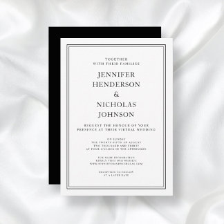 Invitation Élégant classique Formal Noir Blanc Mariage virtue