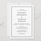 Invitation Élégant classique Formal Noir Blanc Mariage virtue (Devant)