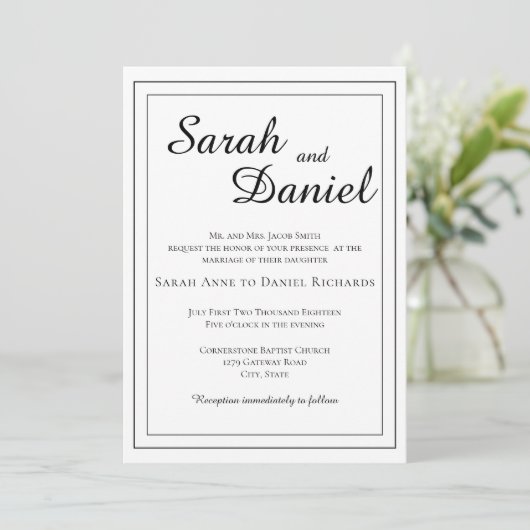 Invitation Élégant classique intemporel mariée Mariage tradit (Debout devant)