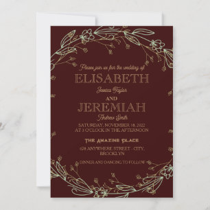 Invitation élégant Classique luxueux mariage formel rouge