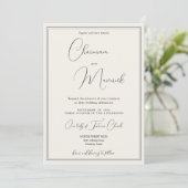 Invitation Élégant Classique Mariage Beige (Debout devant)