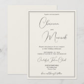 Invitation Élégant Classique Mariage Beige (Devant / Derrière)