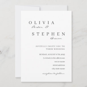 Invitation Élégant classique Mariage de typographie noir et b
